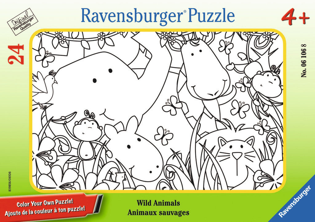Ravensburger Children's Puzzles Color Your Own Mini Frame Puzzles - Wild Animals (24 pc Puzzle) 6106