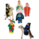 Melissa & Doug Castle Poseable Wooden Doll Set (8pc) for Castle and Dollhouse (3-4 inches each)