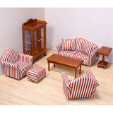 Melissa & Doug Classic Victorian Wooden and Upholstered Dollhouse Living Room Furniture (9pc)