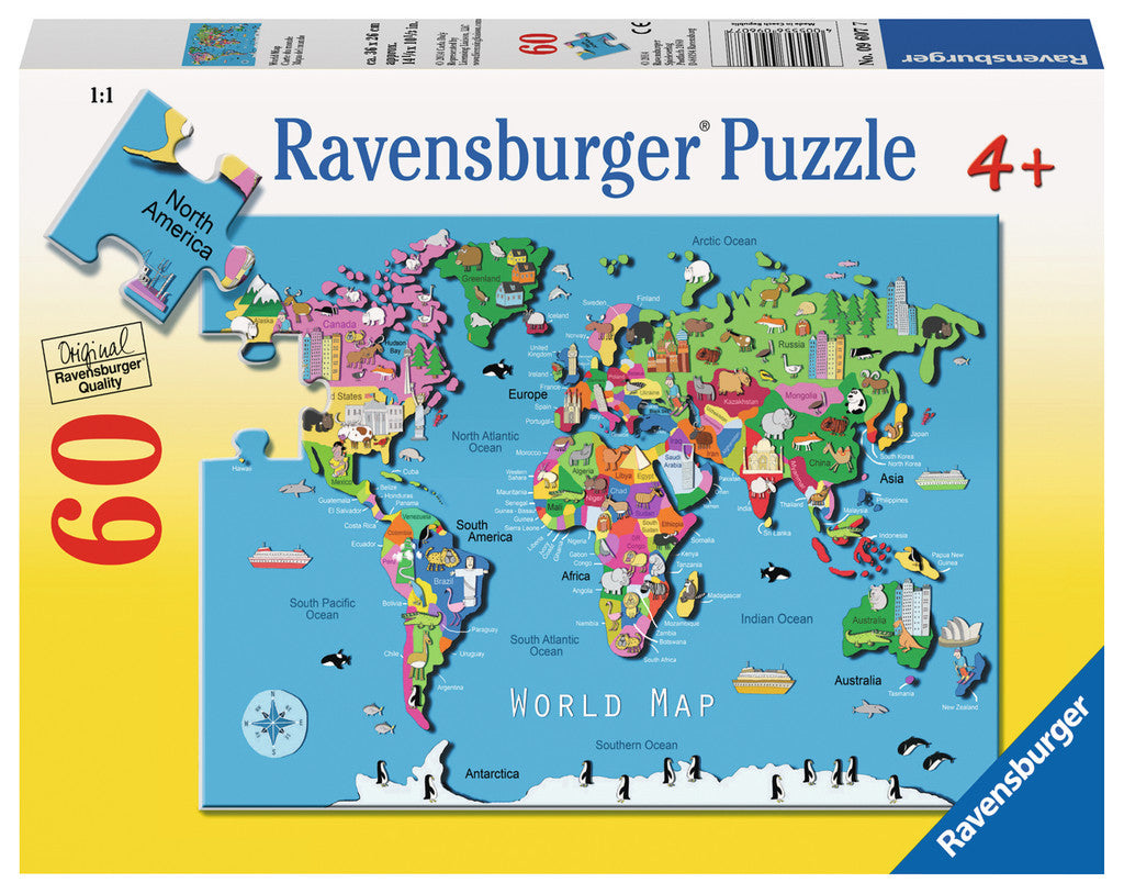 Ravensburger Children's Puzzles 60 pc Puzzles - World Map 09607