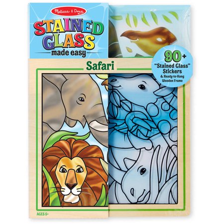 Melissa & Doug Stained Glass Made Easy Activity Kit: Safari - 90+ Stickers, Wooden Frame