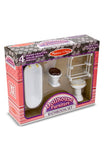 Melissa & Doug Classic Wooden Dollhouse Bathroom Furniture (4pc) - Tub, Sink, Toilet, Towel Rack