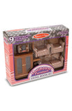 Melissa & Doug Classic Victorian Wooden and Upholstered Dollhouse Living Room Furniture (9pc)