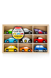Melissa & Doug Wooden Cars Vehicle Set in Wooden Tray