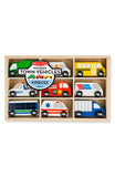 Melissa & Doug Wooden Town Vehicles Set in Wooden Tray, 9pc