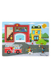 Melissa & Doug Around the Fire Station Sound Puzzle - Wooden Peg Puzzle (8pc)