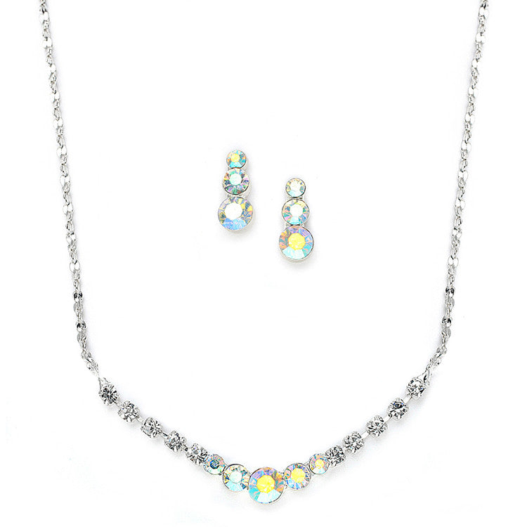 Dainty AB Crystal Rhinestone Prom or Bridesmaid Necklace Set