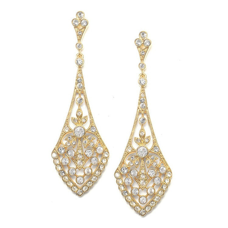 Dramatic Vintage Bridal Earrings in Cubic Zirconia 1072E