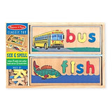 Melissa & Doug See & Spell Wooden Educational Toy With 8 Double-Sided Spelling Boards and 64 Letters