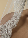 Mantilla Lace Wedding Veil Threaded with Silver Chain 109V