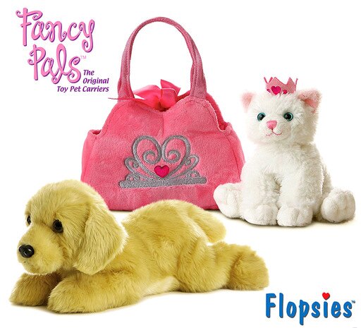 Aurora Flopsie Goldie 12" and Fancy Pals Princess Kitten High Quality Plush (2 Items Included)