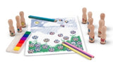 Melissa & Doug Deluxe Happy Handle Stamp Set With 10 Stamps, 5 Colored Pencils, and 6-Color Washable Ink Pad