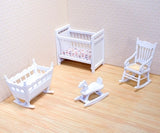 Melissa & Doug Classic Wooden Dollhouse Nursery Furniture (4pc) - Crib, Basinette, Rocker, Rocking Horse