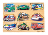 Melissa And Doug Vehicle Puzzle Wooden Peg Sound Puzzle 8pc