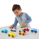 Melissa & Doug Wooden Cars Vehicle Set in Wooden Tray