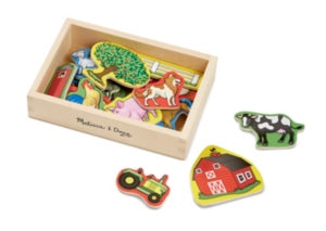 Melissa & Doug Wooden Farm Magnets with Wooden Tray - 20pc