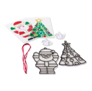 Melissa & Doug Stained Glass Made Easy Craft Kit - Santa and Tree Ornaments