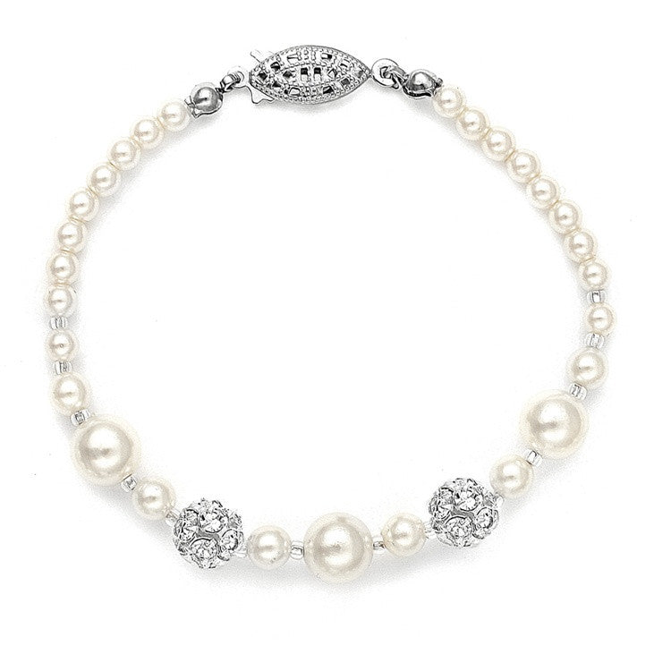 Best Selling Bridal Bracelet with Pearls & Rhinestone Fireballs