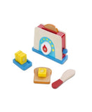 Melissa & Doug Bread and Butter Toaster Set (9pc) - Wooden Play Food and Kitchen Accessories