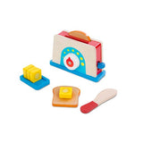 Melissa & Doug Bread and Butter Toaster Set (9pc) - Wooden Play Food and Kitchen Accessories