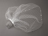 French Net Bridal Birdcage Visor Veil with Swarovski Crystals 123V