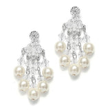 Swarovski Crystal & Pearl Bridal Chandelier Earrings - Ivory - Pierced 1254E-I-CR-S