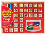Melissa & Doug Deluxe Wooden Stamp Set - ABCs 123s & Wooden Favorite Things Stamp Set