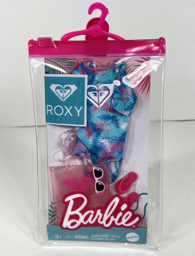 Barbie ROXY Fashion Print Body Suit Roxy Graphic Tote Bag Pink Flip Flops GRD41