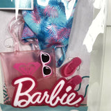 Barbie ROXY Fashion Print Body Suit Roxy Graphic Tote Bag Pink Flip Flops GRD41