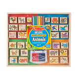 Melissa & Doug Deluxe Wooden Stamp Set: Animals - 30 Stamps, 6 Markers, 2 Stamp Pads