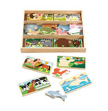 Melissa & Doug Wooden Animal Picture Puzzle Boards With Chunky Wooden Animal Play Pieces (24 pcs)