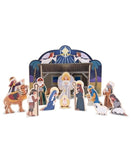 Melissa & Doug Classic Wooden Christmas Nativity Set With 4-Piece Stable and 11 Wooden Figures