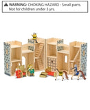 Melissa & Doug Fold and Go Wooden Castle Dollhouse With Wooden Dolls and Horses (12pc)