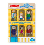 Melissa & Doug Wooden Flexible Figures 7-Piece Caucasian Doll Family for Dollhouses