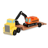 Melissa & Doug Trailer and Excavator Wooden Vehicle Set (3pc)