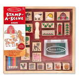 Melissa & Doug Stamp-a-Scene Wooden Stamp Set: Farm - 20 Stamps, 5 Colored Pencils, and 2-Color Stamp Pad