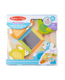 Melissa & Doug First Play Wooden Touch & Feel Puzzle Peek-a-Boo Pets With Mirror (4 Textured pcs)