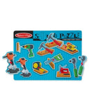 Melissa & Doug Construction Tools Sound Puzzle - Wooden Peg Puzzle (8 pcs)