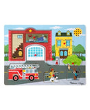 Melissa & Doug Around the Fire Station Sound Puzzle - Wooden Peg Puzzle (8pc)
