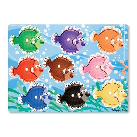 Melissa & Doug Colorful Fish Wooden Peg Puzzle (9 pcs)