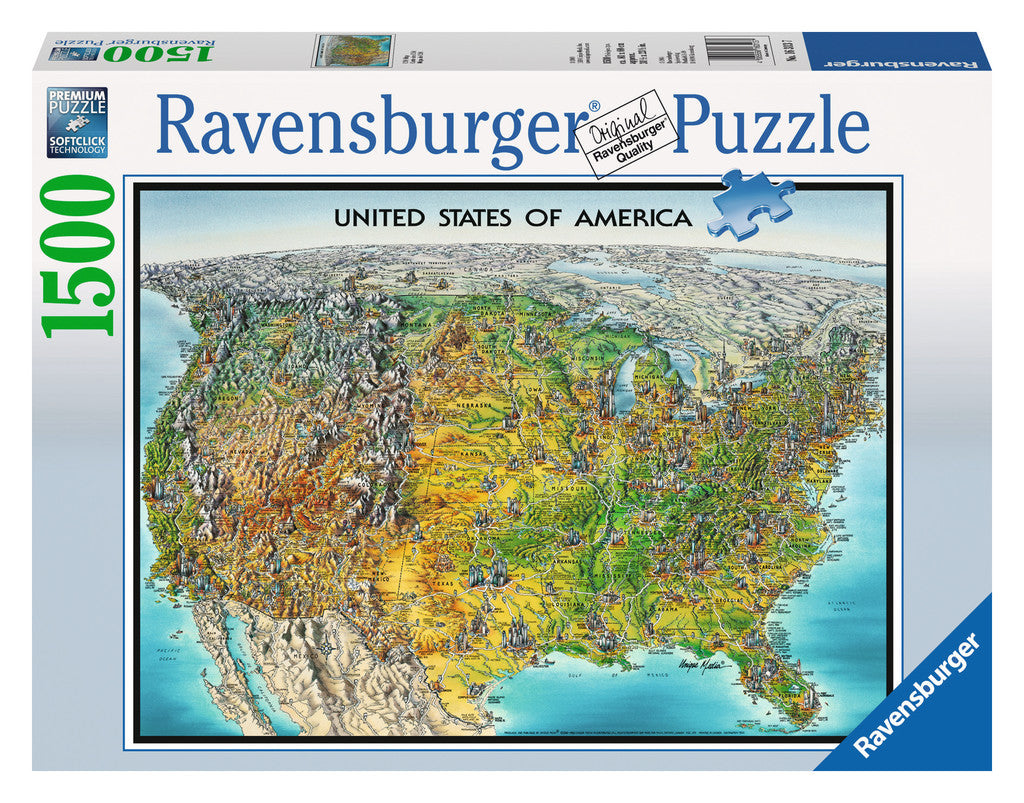 Ravensburger Adult Puzzles 1500 pc Puzzles - USA Map 16313