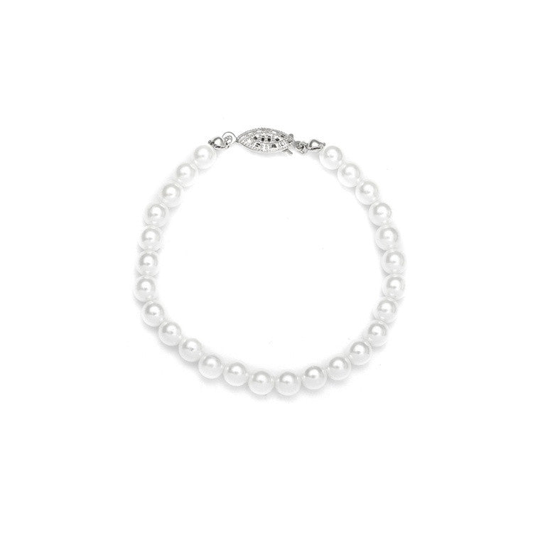 Single Strand 6mm Pearl Wedding Bracelet 182B
