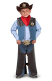Melissa & Doug Cowboy Role Play Costume Set (5pc) - Includes Faux Leather Chaps, Adult Unisex, Size: One Size, Blue/Gold/Red