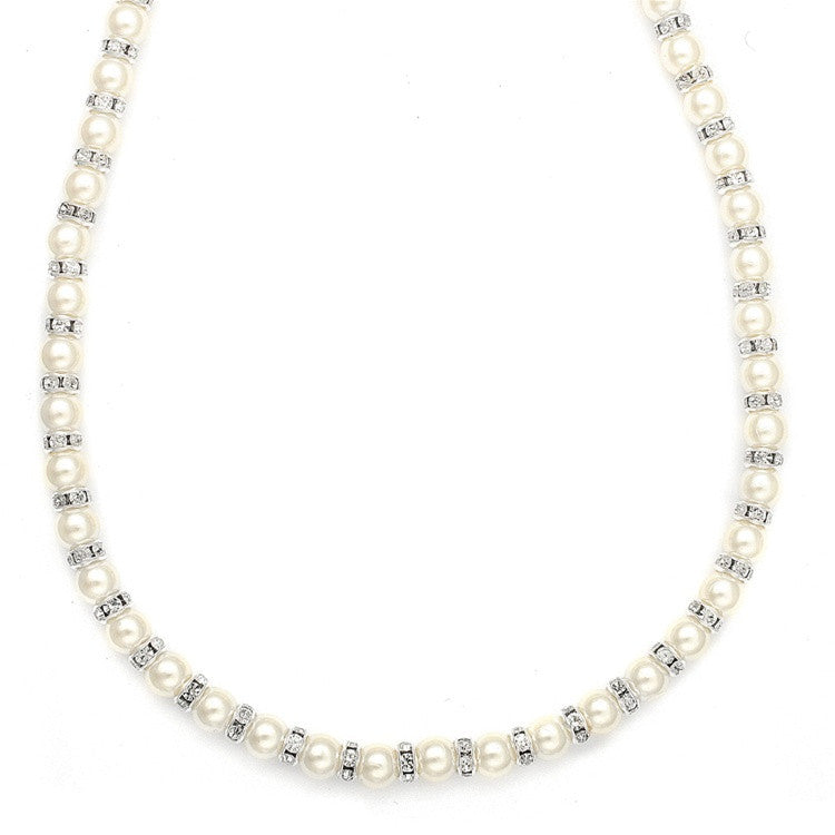 Alternating Pearl and Rondelle Wedding Necklace 189N