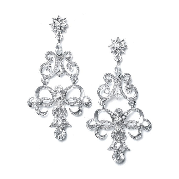 Vintage Ribbon Crystal Chandelier Earrings 190E-CR