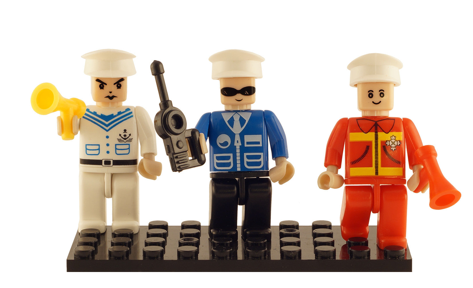 Brictek 3 Mini-figurines Police, Fire Brigade, Navy 19303
