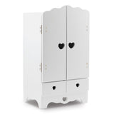 Melissa & Doug White Wooden Doll Armoire Closet With 2 Hangers (12 x 20 x 9 inches)