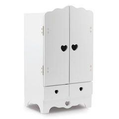 Melissa & Doug White Wooden Doll Armoire Closet With 2 Hangers (12 x 20 x 9 inches)