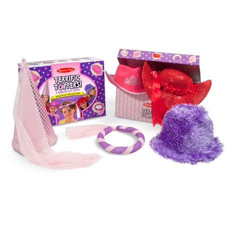 Melissa & Doug Terrific Toppers! Dress-Up Hats Role Play Costume Collection - 5 Fancy Headpieces, Adult Unisex, Size: One Size