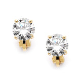 Clip-On Earrings with 8mm CZ Solitaire